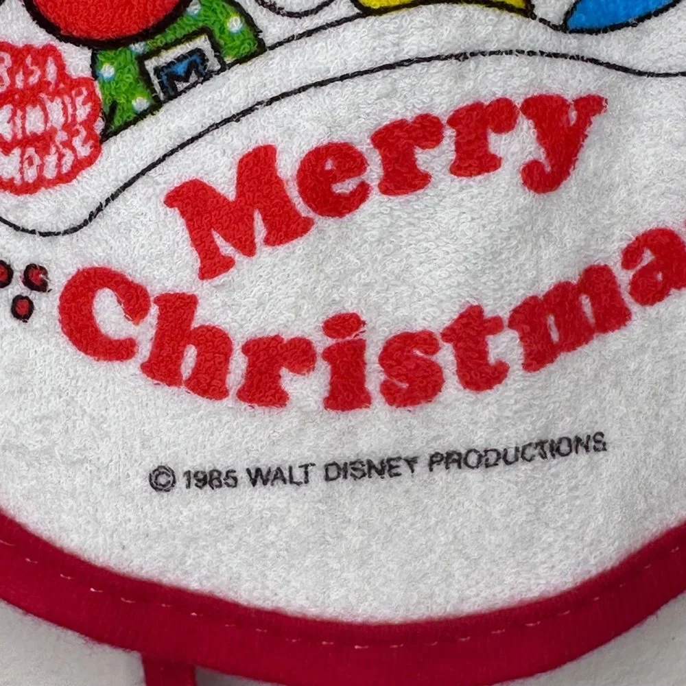 Vintage 1980s Baby Minnie and Mickey Mouse Merry Christmas Bib Tommee Tippee
